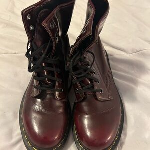 Dr. Martens Burgundy Boots with Black Laces